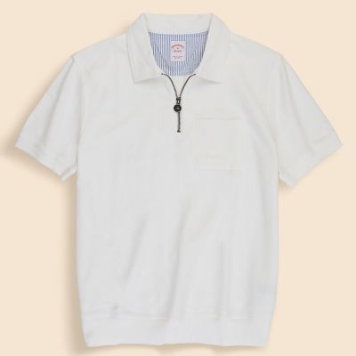 スウェードコットン ハーフジップ ポロシャツ | Brooks Brothers