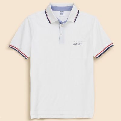 BrooksBrothers ブルックスブラザーズ　ポロシャツ M コットン/ポリエステルピケ ソリッド ポロシャツ withポケット