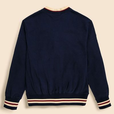 コットン スウェット Vネック レタードカーディガン | Brooks