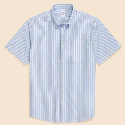 ＜Brooks Brothers＞コットンポプリン　ストライプ　ショートスリーブ　フライデーシャツ