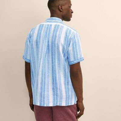 アイリッシュリネン ストライプ キャンプシャツ Regular Fit