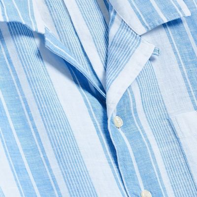 アイリッシュリネン ストライプ キャンプシャツ Regular Fit
