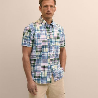 ＜Brooks Brothers＞コットン　マドラスパッチワーク　ショートスリーブ　カジュアルシャツ　Ｒｅｇｕｌａｒ　Ｆｉｔ