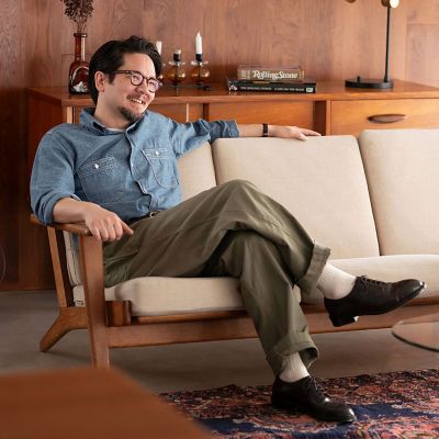 コットンシャンブレー ポロカラーワークシャツ Made in USA