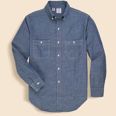 コットンシャンブレー ポロカラーワークシャツ Made in USA