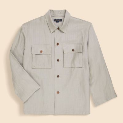 再生繊維（セルロース）／リネン ヘリンボーン CPOシャツジャケット
