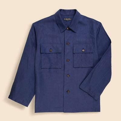 再生繊維（セルロース）／リネン ヘリンボーン CPOシャツジャケット