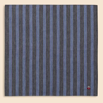 HERMES ネイビー ストライプ ハンカチ コットン BB＃10ストライププリント ハンカチ | Brooks Brothers