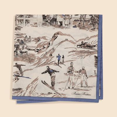 コットン スノーシーンプリント ハンカチ | Brooks Brothers