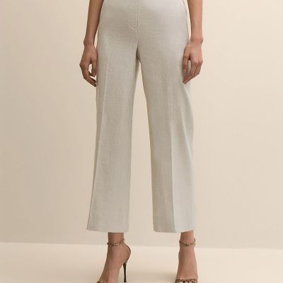 ＜Brooks Brothers＞リネンブレンド　サイドタブ　ワイドレッグ　クロップドパンツ