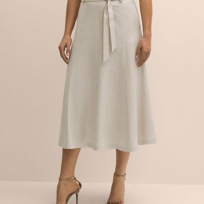 ＜Brooks Brothers＞リネンブレンド　ベルテッド　Ａラインロングスカート