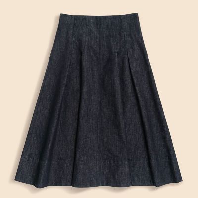 ストレッチコットンデニム ミディ フレアスカート | Brooks Brothers