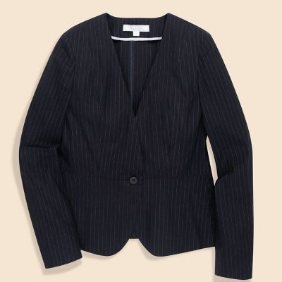 ＜Brooks Brothers＞リネンブレンド　ピンストライプ　ノーカラージャケット