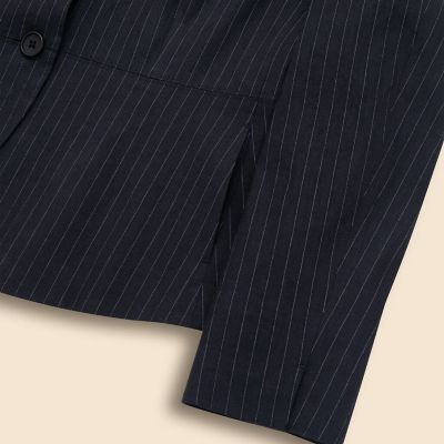 リネンブレンド ピンストライプ ノーカラージャケット | Brooks