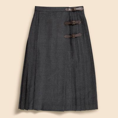 ラフロッグ　プリーツ　スカート　フリーサイズ ウールサキソニー プリーツ ラップスカート | Brooks Brothers