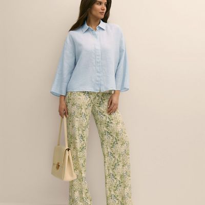 ＜Brooks Brothers＞アイリッシュリネン　リラックスフィット　ワイドスリーブ　クロップドシャツ