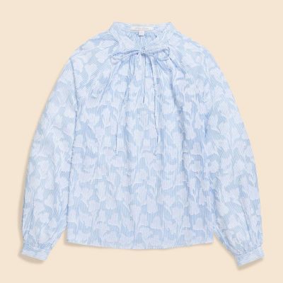 ＜Brooks Brothers＞コットン　ジャカード　スタンドカラー　ブラウス