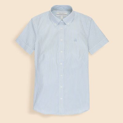 ＜Brooks Brothers＞ストレッチコットン　ＧＦロゴ　ショートスリーブ　ストライプシャツ　Ｆｉｔｔｅｄ　Ｆｉｔ