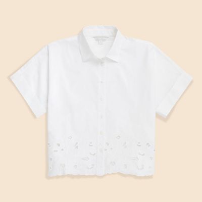 ＜Brooks Brothers＞コットンサテン　アイレット　クロップドブラウス