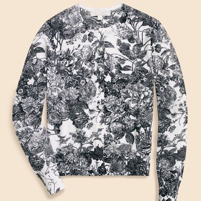 ＜Brooks Brothers＞コットン　フローラルプリント　クルーネック　カーディガン