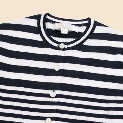 スーピマコットン ストライプ クルーネック カーディガン | Brooks