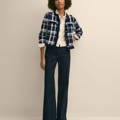 コットンブレンド ファンシーツイード GFメタルボタン ノーカラー