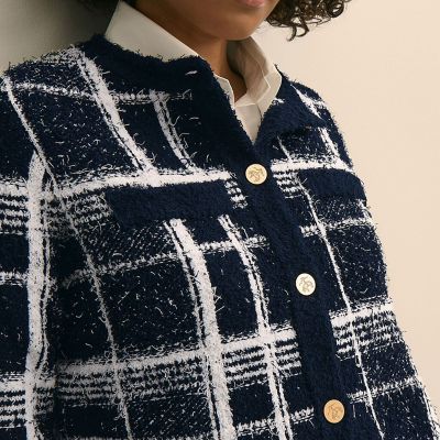 コットンブレンド ファンシーツイード GFメタルボタン ノーカラー