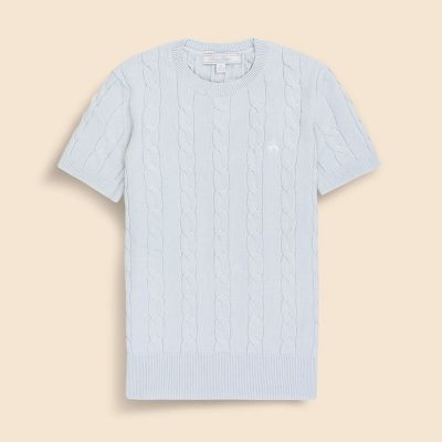 ＜Brooks Brothers＞スーピマコットン　ＧＦロゴ　ケーブル　ショートスリーブセーター
