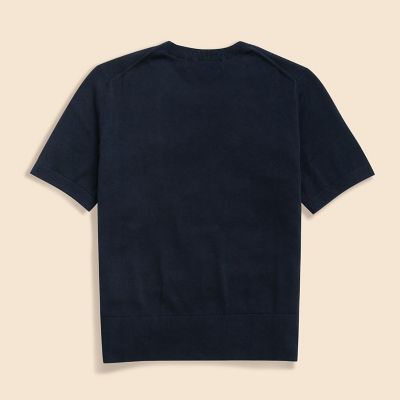 ネイビー 100%コットン ショートスリーブセーター スーピマコットン アーガイル ショートスリーブセーター | Brooks