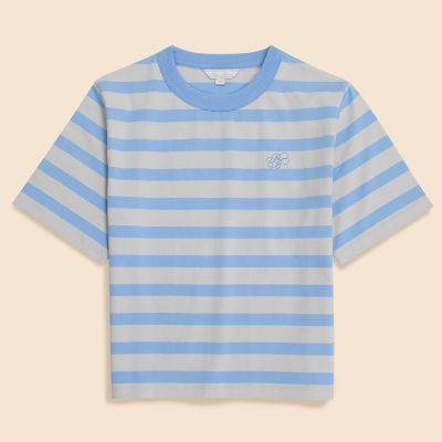 ＜Brooks Brothers＞【Ｄｏｕｂｌｅ　Ｂ　Ｃｏｌｌｅｃｔｉｏｎ】コットン　ＢＢロゴ　マリナーストライプ　ヘビーウェイトＴシャツ