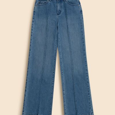 コットン ピンタック セミフレアレッグ デニムパンツ | Brooks