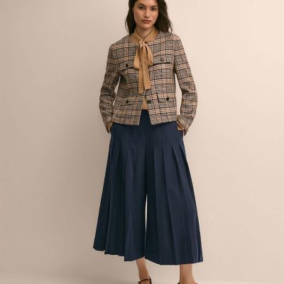 ウールブレンド プリーツ キュロットパンツ | Brooks Brothers