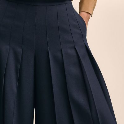 ウールブレンド プリーツ キュロットパンツ | Brooks Brothers