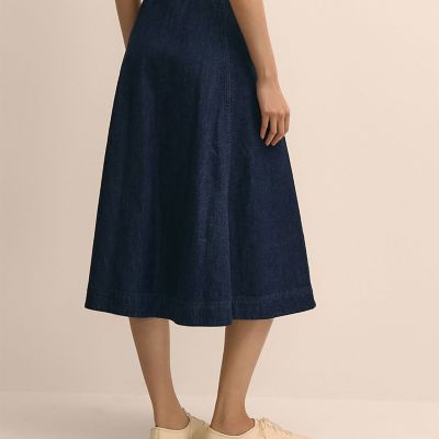 デニム ボタンフロント Aライン ミディスカート | Brooks Brothers