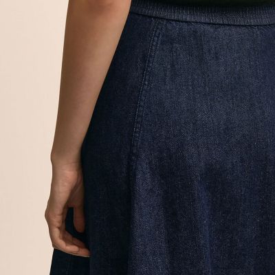 デニム ボタンフロント Aライン ミディスカート | Brooks Brothers