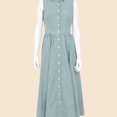 ＜Brooks Brothers＞コットンポプリン　ストライプ　ノースリーブ　シャツドレス