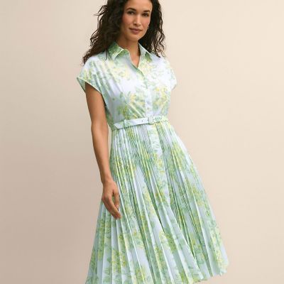 ＜Brooks Brothers＞ポリエステル　フローラルプリント　プリーツ　シャツドレス