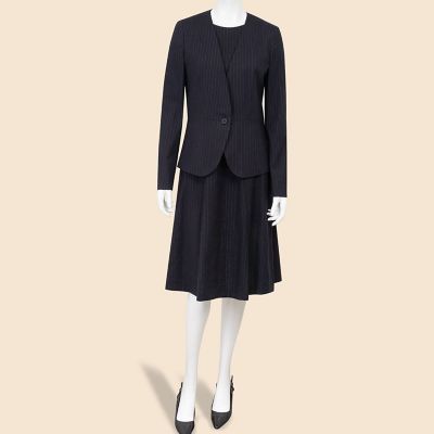 リネンブレンド ピンストライプ ショートスリーブワンピース | Brooks