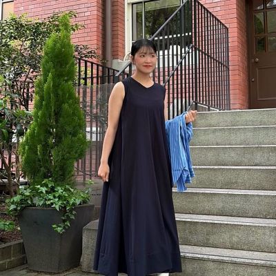 コットンボイル リラックスフィット Vネック ノースリーブ ロング