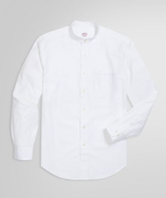 ＜Brooks Brothers＞スーピマコットン　オックスフォード　ソリッド　バンドカラーシャツ