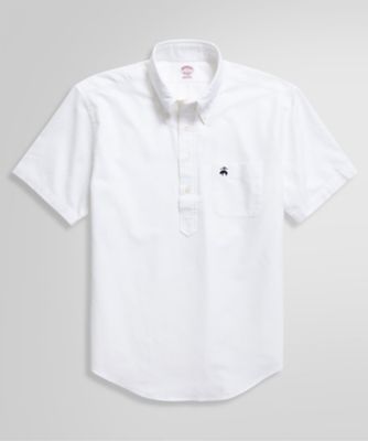 ■美品■ Brooks Brothers ストレッチ プルオーバー 半袖シャツ ノンアイロン スーピマコットンストレッチ ピンポイント