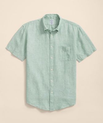 ＜Brooks Brothers＞アイリッシュリネン　ショートスリーブ　カジュアルシャツ　Ｒｅｇｕｌａｒ　Ｆｉｔ