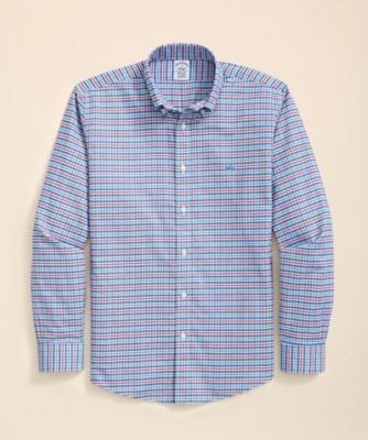 【Brooks Brothers 】BDスリムフィット チェックシャツ/青系/L コットン インディゴ デニム ワークシャツ Regular Fit | Brooks