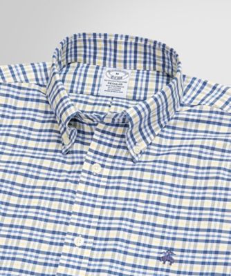 ストレッチオックスフォード GFロゴ チェック カジュアルシャツ