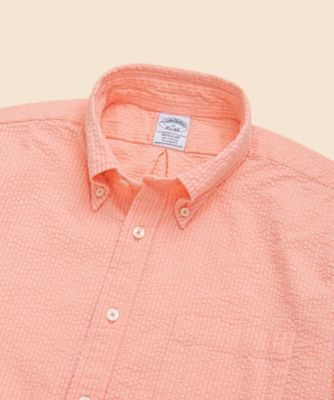 在庫処分 Brooks Brothers M シアサッカー 半袖シャツ ピンク 在庫処分 Brooks Brothers M シアサッカー 半袖シャツ ピンク