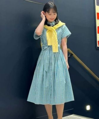 ＜Brooks Brothers＞コットン　シアサッカー　チェック　ショートスリーブ　シャツワンピース