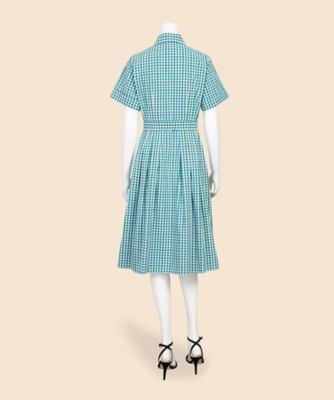 コットン シアサッカー チェック ショートスリーブ シャツワンピース