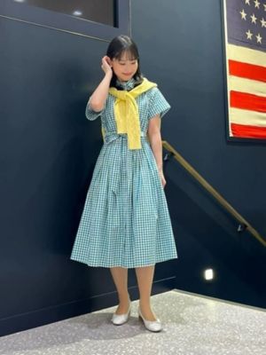 コットン シアサッカー チェック ショートスリーブ シャツワンピース