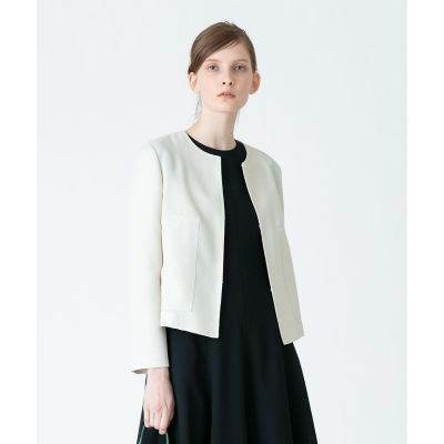 allureville ノーカラージャケット ホワイト ダブルビーバーノーカラージャケット|allureville OFFICIAL SITE