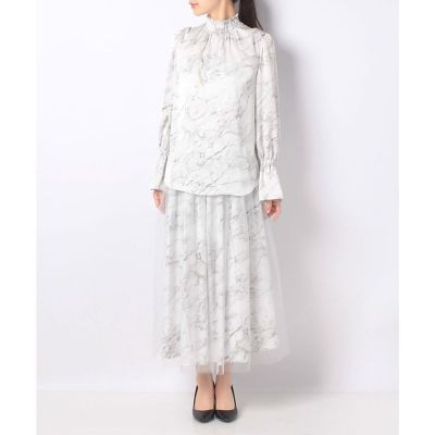 【セットアップ対応商品】マーブルプリントシアーレイヤリングスカート